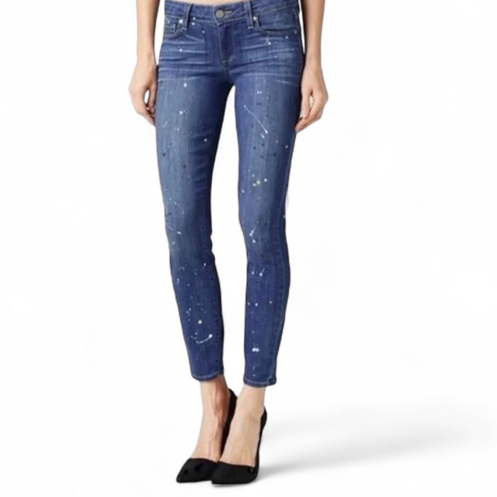 Paige Women's Skinny‎ Ankle Paint Splatter Dark Wash 32x27